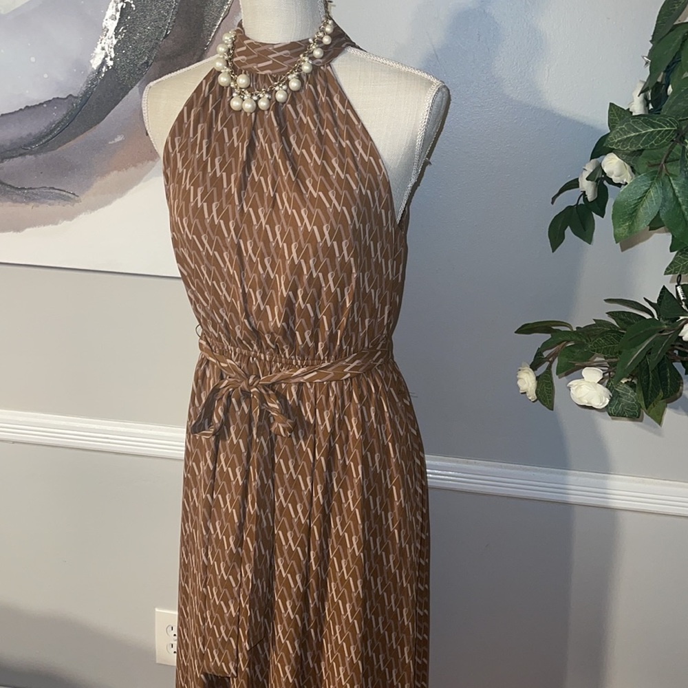 Worthington 🤎🤎🤎Sleeveless Geometric Midi A-Line Dress - Picture 4 of 7